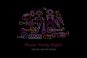 Music Party Night Vector Line Art, a Person Illustration by danjazzia (Thumbnail 1 of 3)