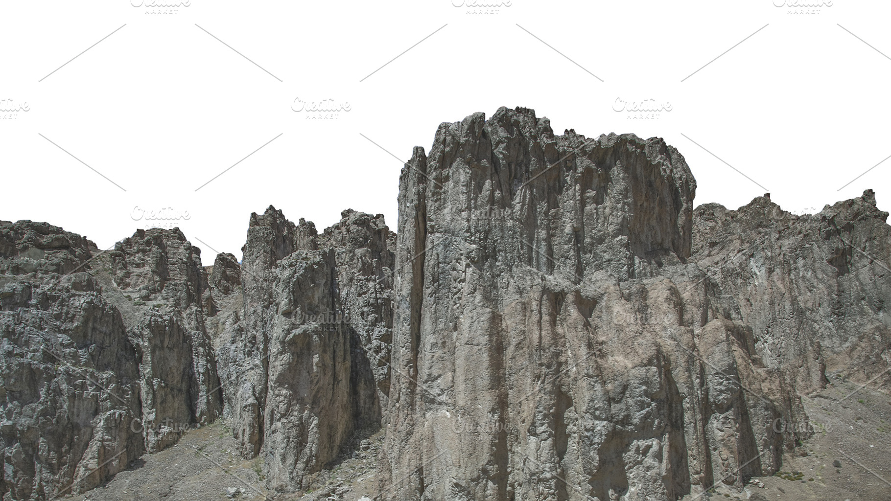 Grey rocky mountains landscape isolated photo, a Nature Photo by DanFLCreativo