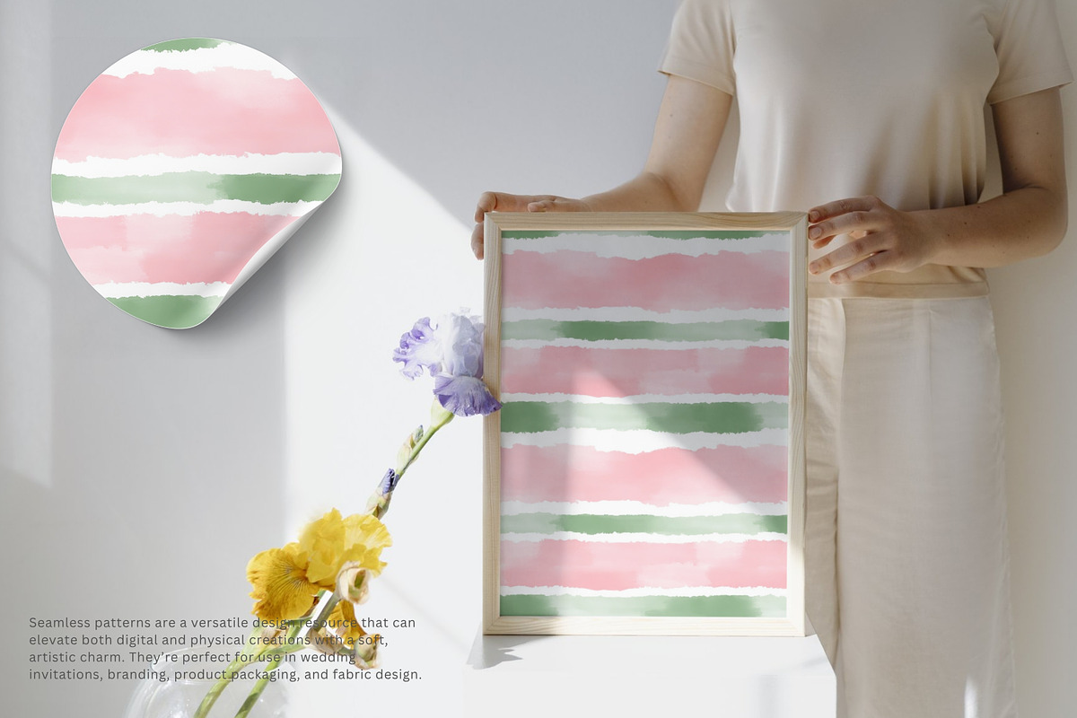 watercolor stripe seamless pattern, a Pattern Graphic by Pink Studio Art (Photo 4 of 5)