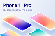 Phone 11 Pro - 20 Clay Mockups, an iPhone Mockup by Asylab (Thumbnail 1 of 36)