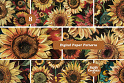 Sunflowers Melange Digital Papers #2, a Pattern Graphic by Happy Creators Co. (Thumbnail 4 of 7)