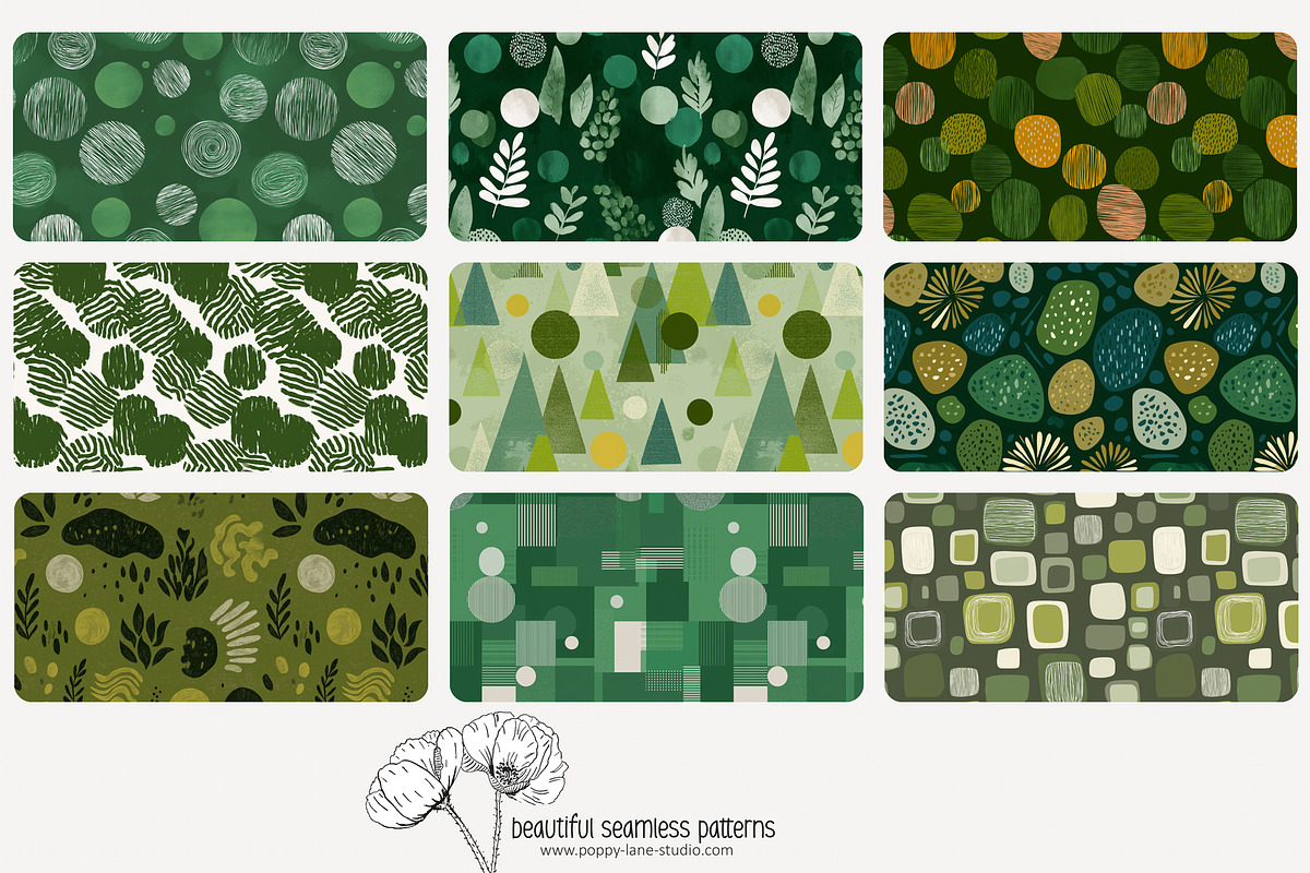80 green geometric seamless pattern, a Pattern Graphic by Poppy Lane Studio (Photo 3 of 11)