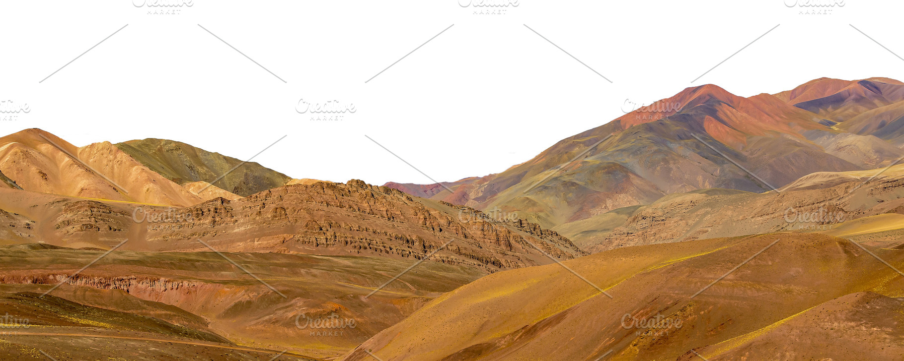 Panoramic rocky colored mountain range isolated photo, a Nature Photo by DanFLCreativo