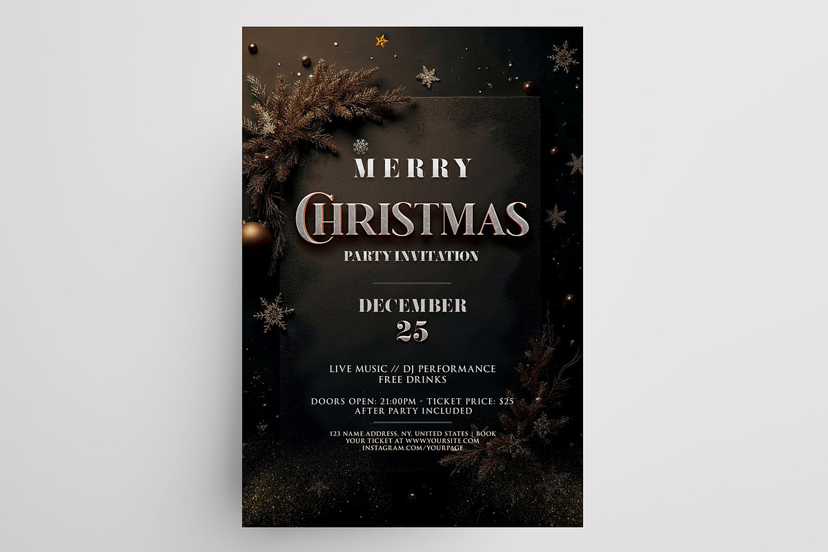 2 Christmas Elegant-Vintage Flyers, a Flyer Template by PixelsDesign (Photo 2 of 3)