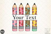 Pencil Trio Monogram Frame Png, an Illustration by Libby Wishes (Thumbnail 1 of 5)