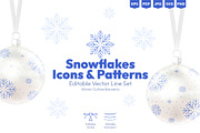 Outline Snowflakes & Winter Icons, an Illustration by Ilia Design (Thumbnail 1 of 10)