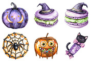 Watercolor Halloween Sweets Clipart, a Seasonal Illustration by CitraGraphics (Thumbnail 7 of 8)
