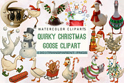 Quirky Christmas Goose Clipart, an Illustration by SVGArt (Thumbnail 1 of 8)
