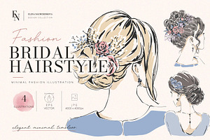 Bridal Hairstyle Illustration Set, a Person Illustration by Elena Naumchenkova