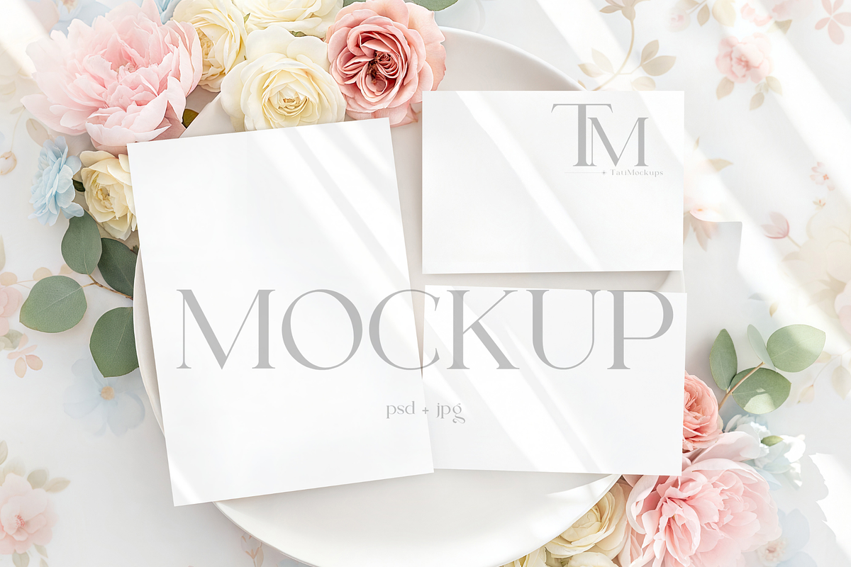 Elegant Floral Stationery Mockup, a Product Mockup by TatiMockup (Photo 1 of 4)