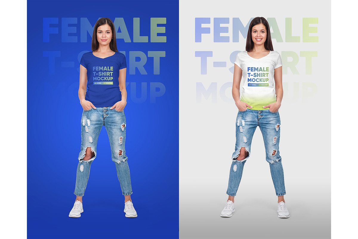 Female V-Neck T-Shirt Mockup Vol 2, a Shirt Mockup by Hi, Mock-Up! (Photo 4 of 10)