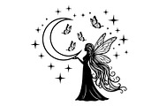 Fairy Moon Butterfly Silhouette, an Object Illustration by Gaye Art (Thumbnail 12 of 31)