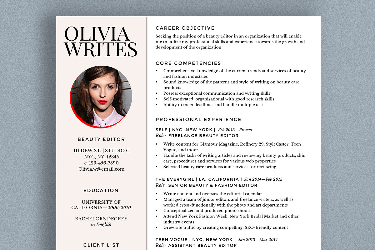 Feminine Resume / CV Template, a Resume Template by STUDIO MEROE (Photo 7 of 7)
