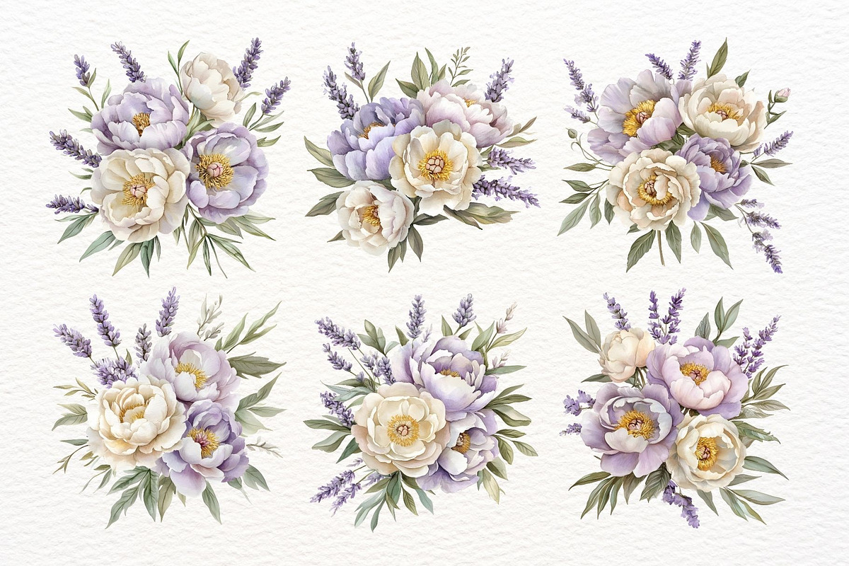 Watercolor Purple Peony Clipart, a Decorative Illustration by Nicolle's Colorful Art (Photo 4 of 6)