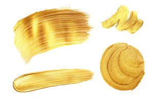 Set of golden paint strokes, an Abstract Photo by Anna Efetova