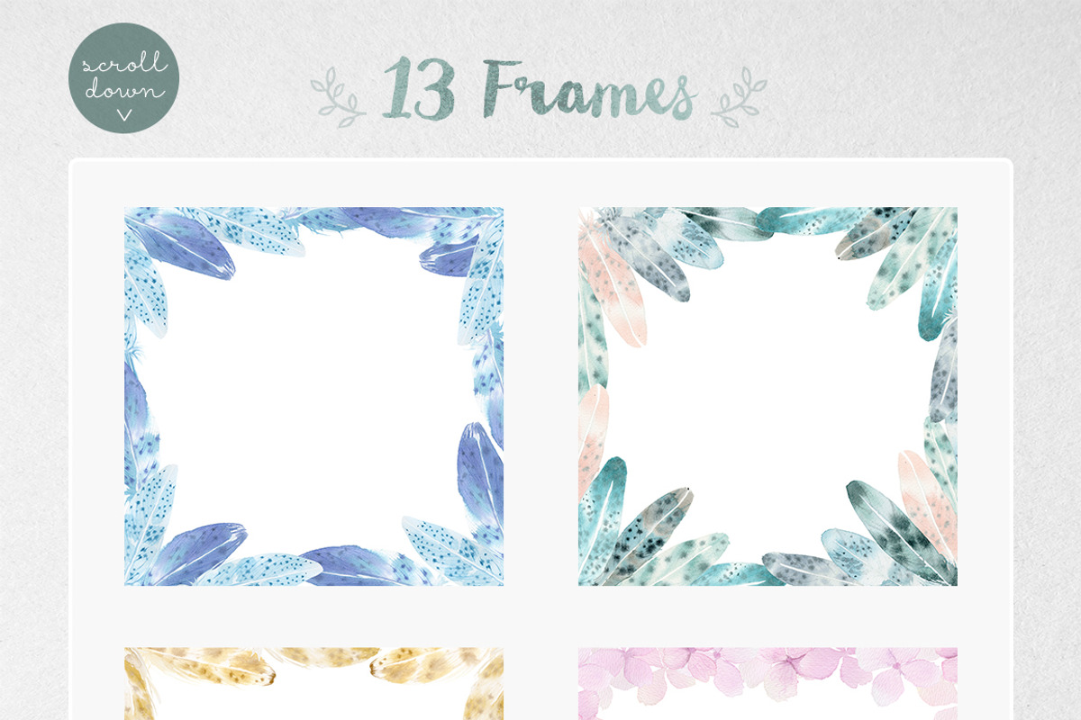 Watercolor Feathers: Patterns+Frames, a Pattern Graphic by Inna Moreva (Photo 4 of 5)