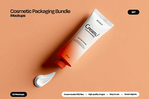 Cosmetic Cream Tube Mockup Bundle, a Packaging Mockup by Mego-studio