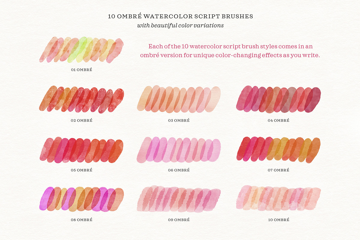 Watercolor Script Procreate Brushes, a Brush Add-On by Molly Suber Thorpe (Photo 4 of 13)