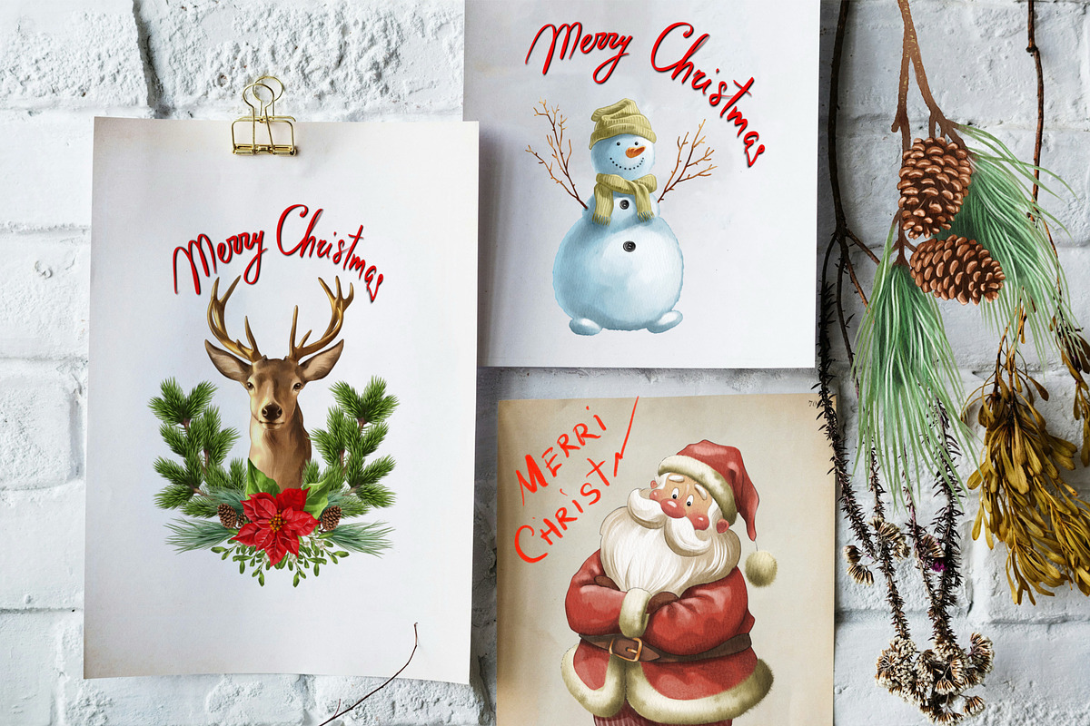 Christmas Clipart Bundle Set, an Illustration by IrynaPanashii (Photo 7 of 11)