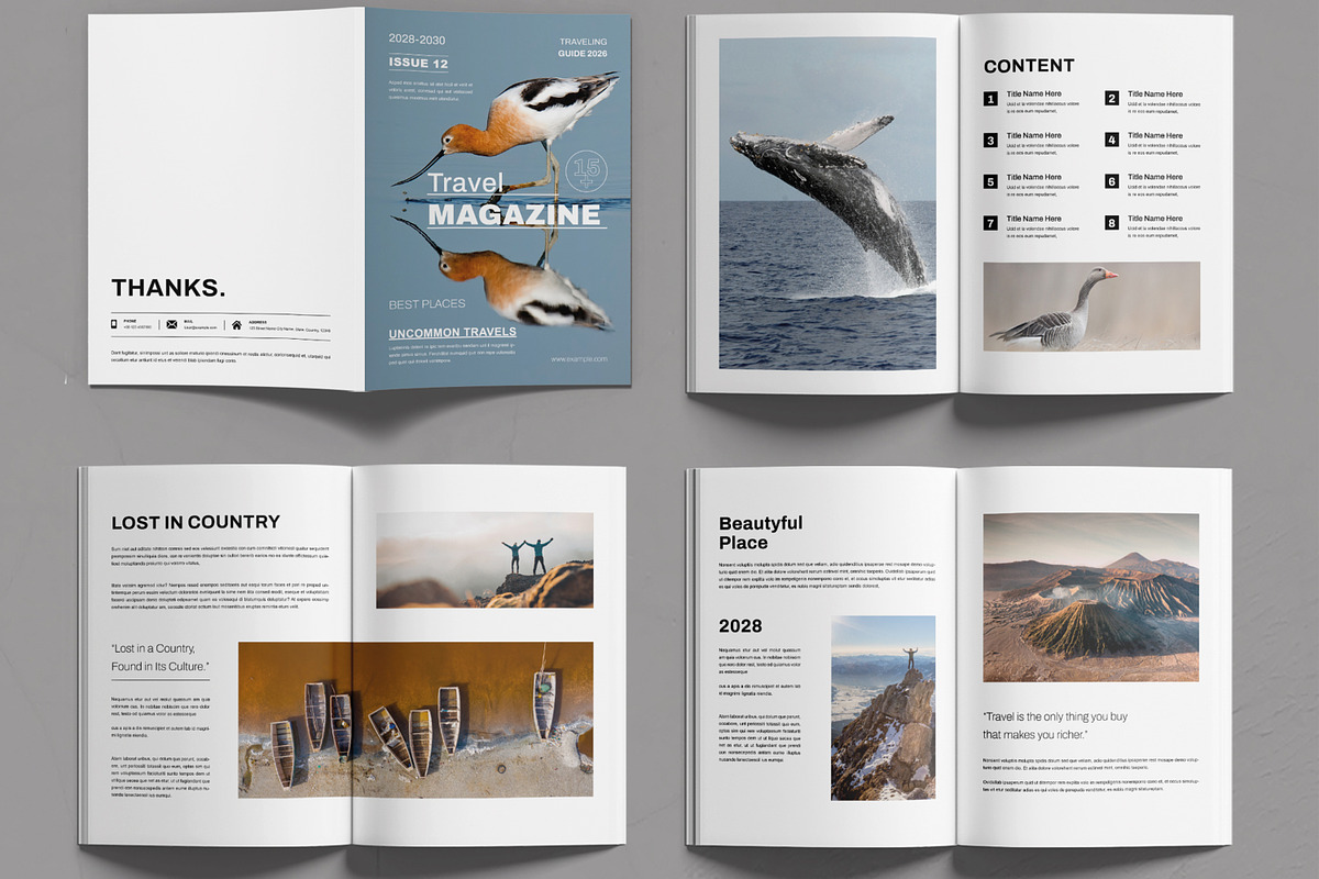 Travel Magazine Layout, a Magazine Template by MightyDesign (Photo 2 of 6)