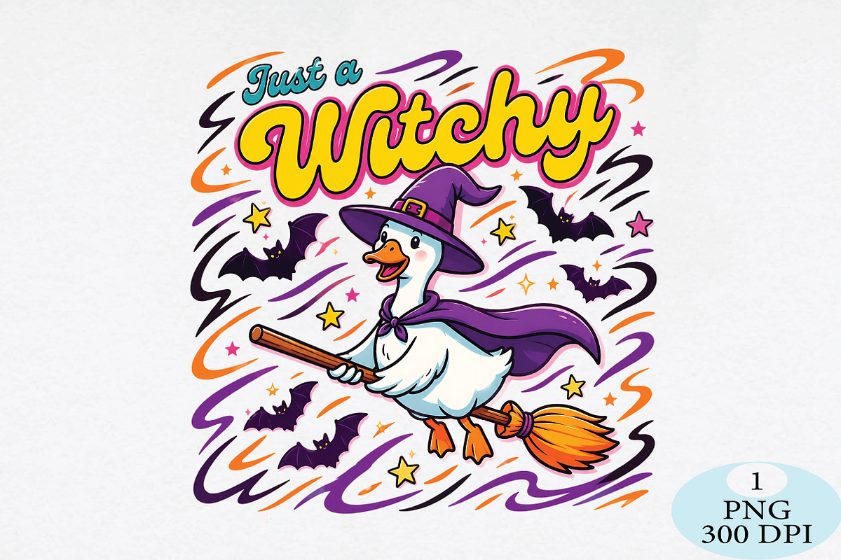 Just a Witchy Goose Halloween Stripe, a Seasonal Illustration by Daily.Designs (Photo 1 of 5)