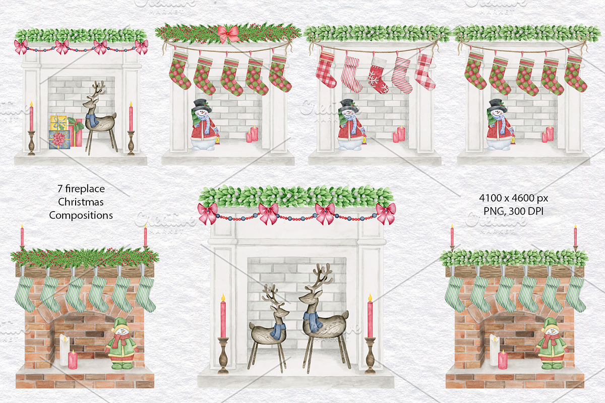 Christmas Stockings Clipart, a Decorative Illustration by KathrineWatercolor (Photo 3 of 4)