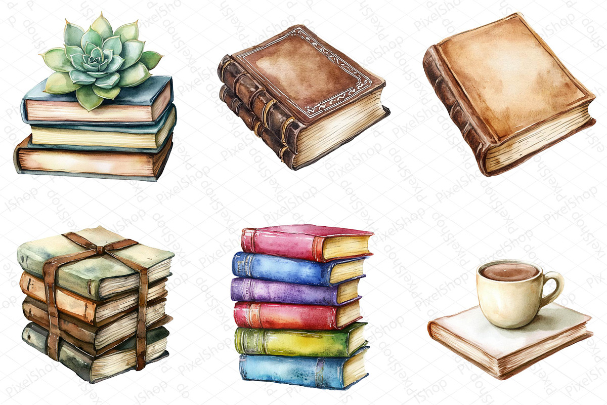 Watercolor Book Lover Clipart Bundle, an Illustration by DreamPrint404 (Photo 6 of 7)