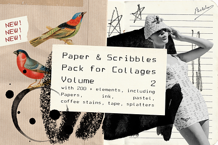 Paper & Scribbles Pack for Collage 2, an Object Graphic by Ana's Fonts