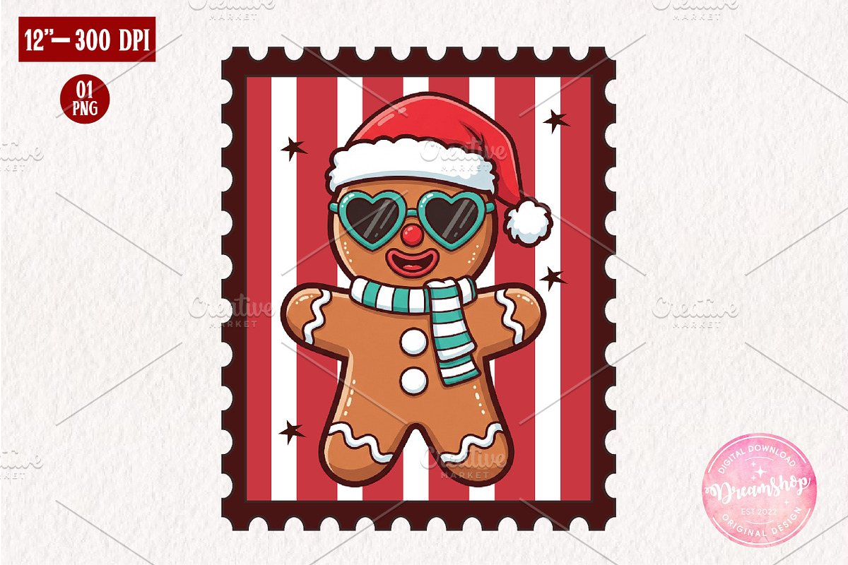 Christmas Coquette Stamps Gingerbrea, an Illustration by CreationArt (Photo 1 of 4)