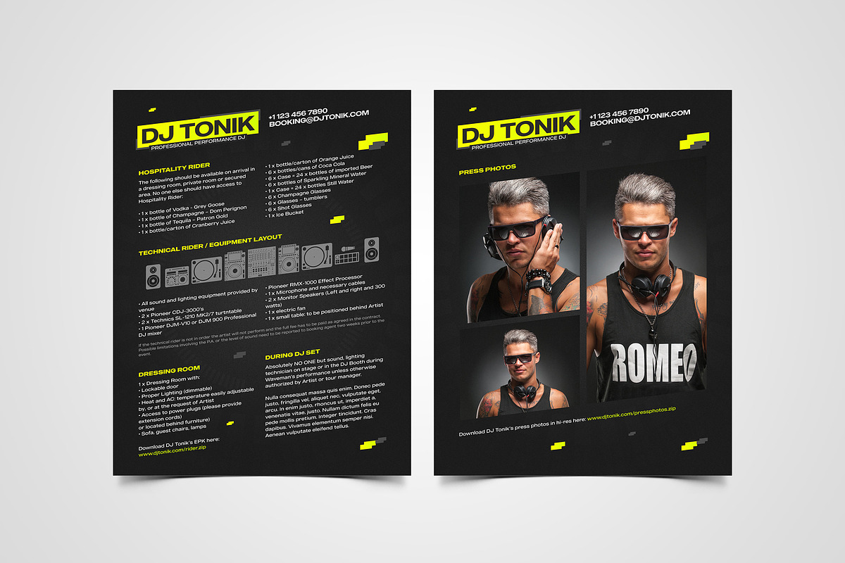 Dark DJ Press Kit / EPK Template, a Stationery Template by vinyljunkie (Photo 4 of 5)