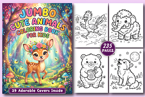 Jumbo Cute Animals KIDS Coloring, an Animal Illustration by Design Station