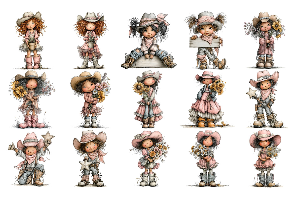 Cowgirl PNG Clipart Bundle, a Person Illustration by Nicolle's Colorful Art (Photo 4 of 6)