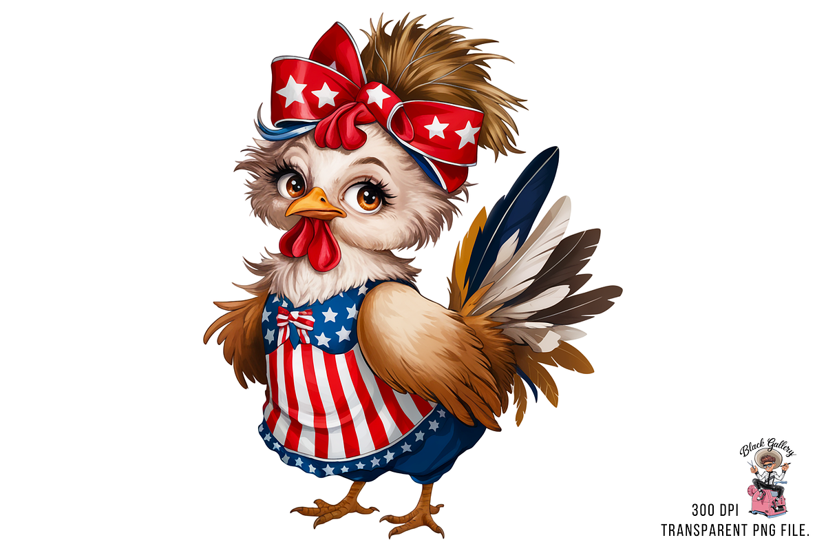 Patriotic Hen PNG Clipart Bundle, a Graphic by Clipart Bloom (Photo 8 of 11)