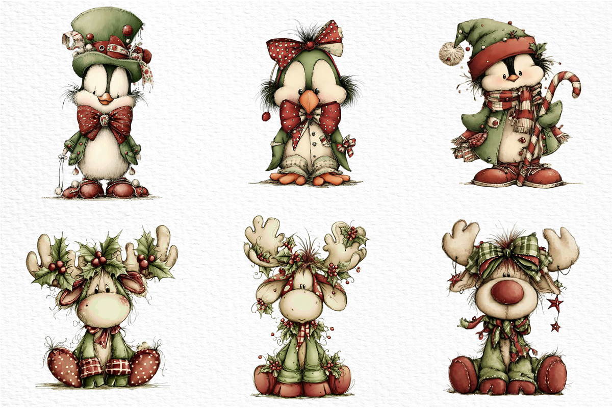 Whimsical Christmas Animals, an Illustration by Craft Nest (Photo 6 of 6)
