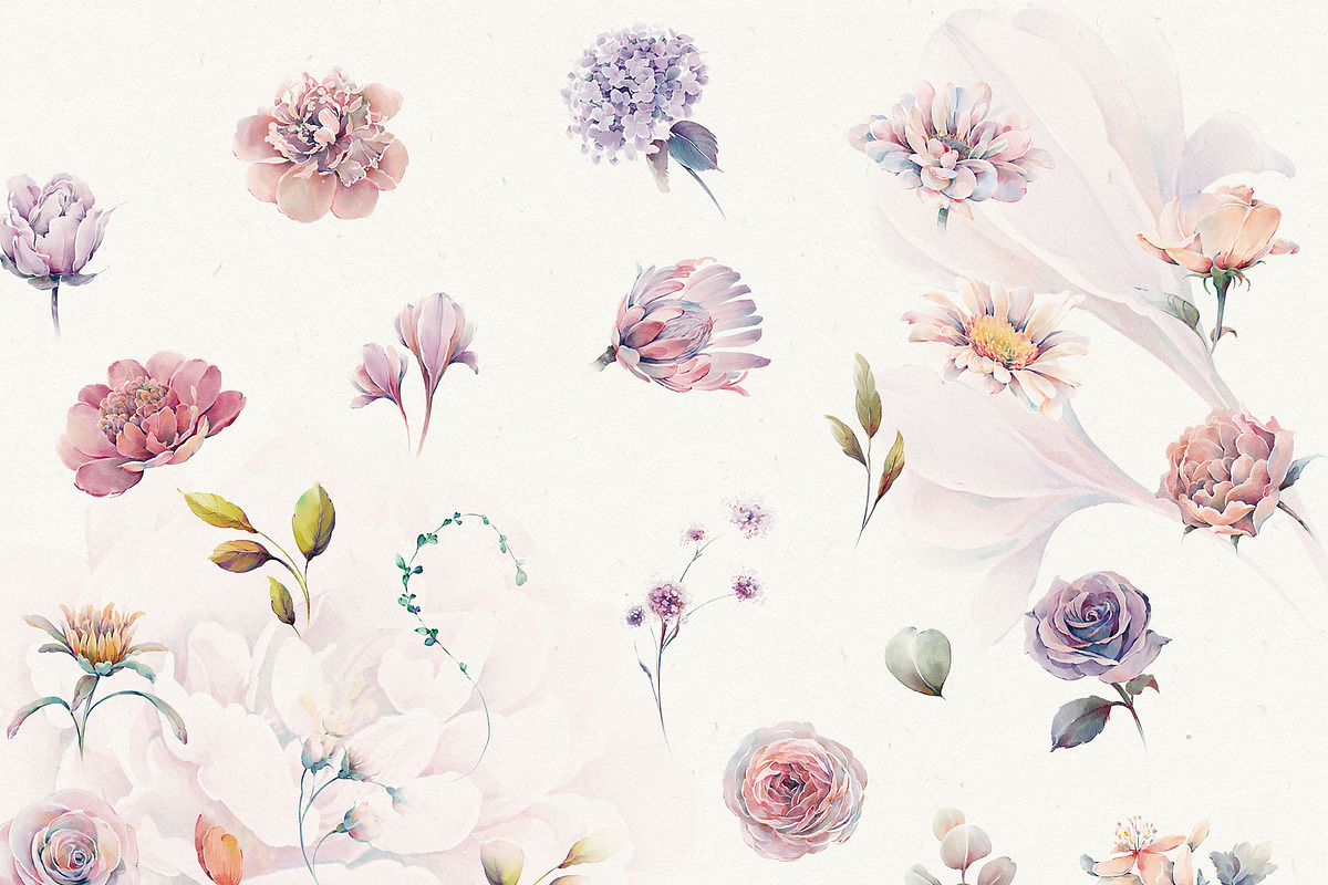 Watercolor Pastel Flowers, a Decorative Illustration by Damian Roh (Photo 4 of 17)