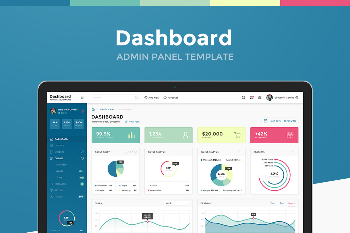 Dashboard Admin Panel PSD Template, an UI Kit Template by laaqiq (Photo 1 of 14)