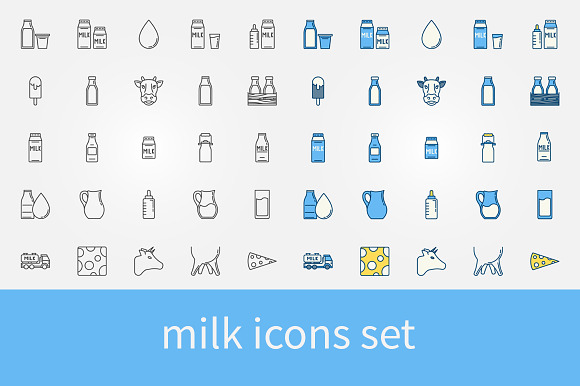 Milk Vector Icons Set