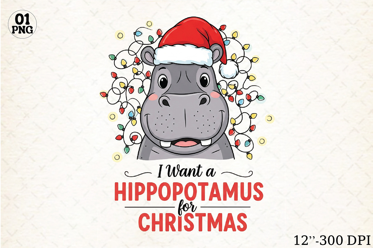 Hippopotamus Funny Christmas, an Illustration by Libby Wishes (Photo 1 of 5)
