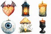 Watercolor Halloween Candles Clipart, an Illustration by Craft Nest (Thumbnail 4 of 6)