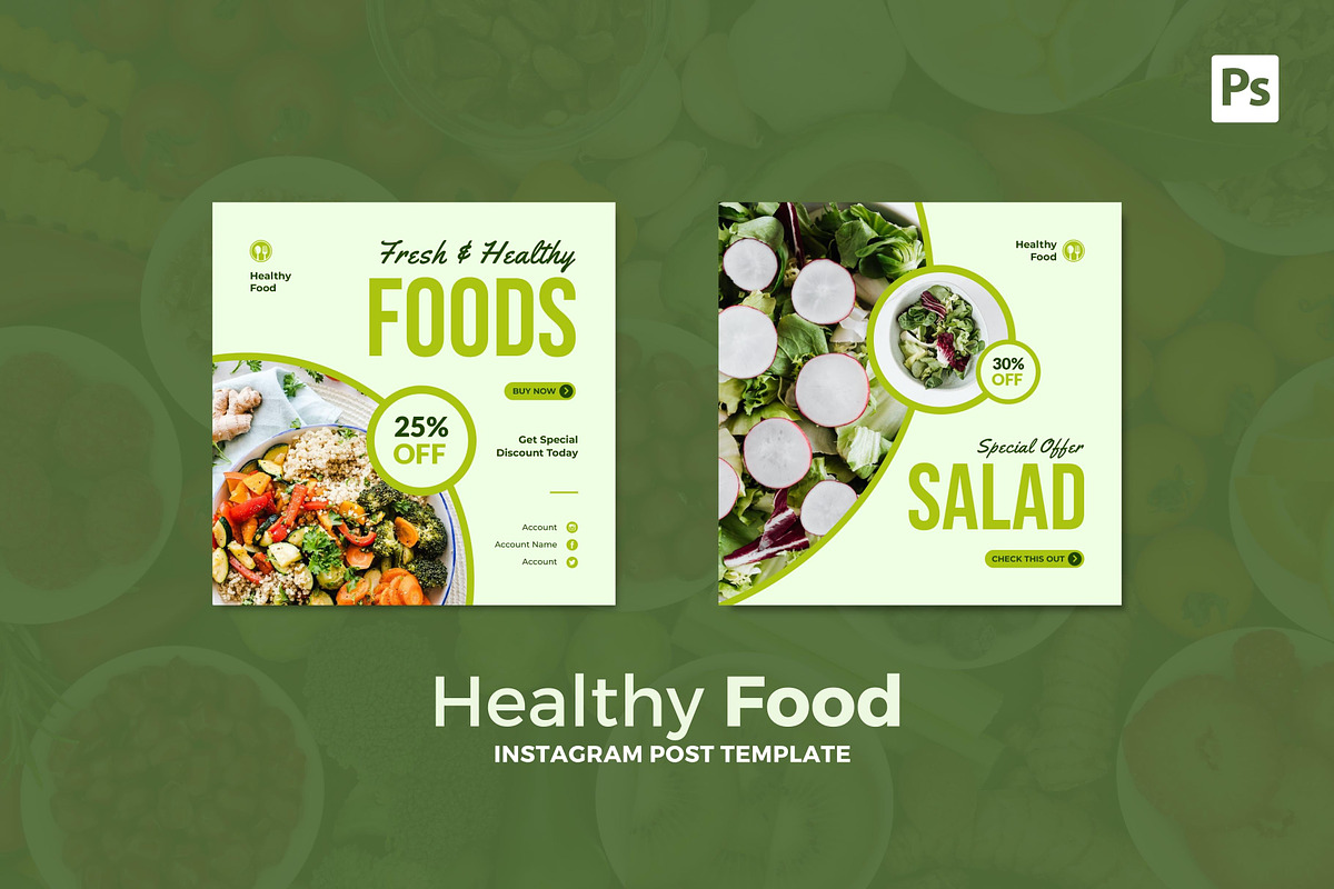 Healthy Food Instagram Post, a Social Media Template by CavenArt (Photo 2 of 5)