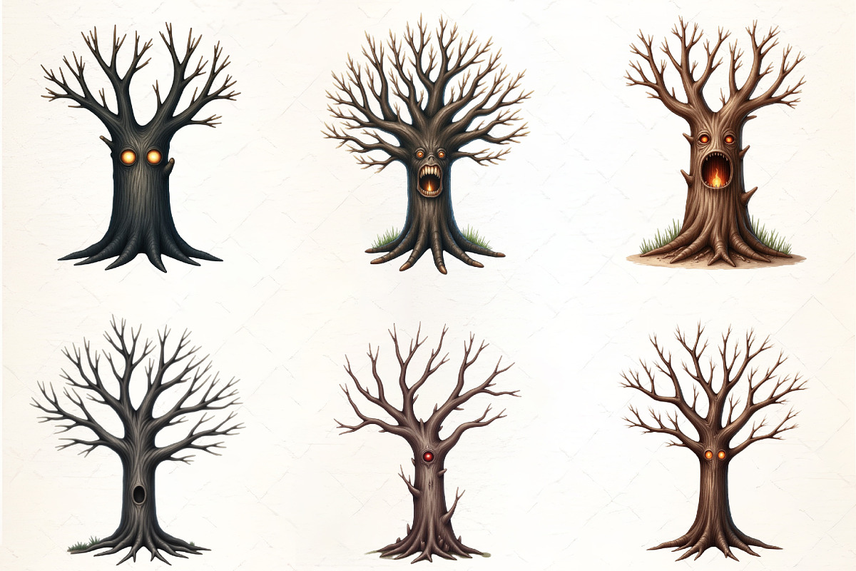 Creepy Tree with Eyes Clipart, an Illustration by CrexoraLab (Photo 3 of 5)