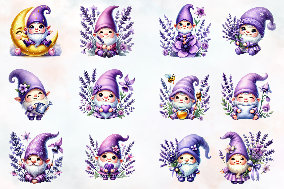 Lavender purple gnome sublimation, an Illustration by RobertsArt (Photo 2 of 7)