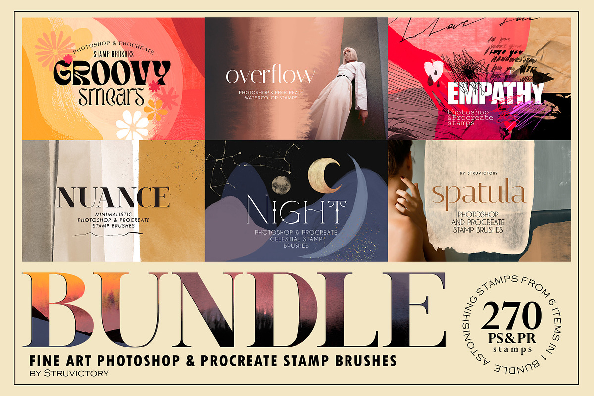 Fine Art PS Procreate Stamps Bundle, a Brush Add-On by Struvictory.art