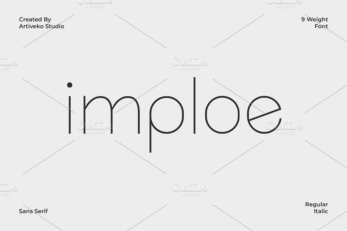 Imploe Modern Sans Font Family, a Sans Serif Font by Artiveko (Photo 1 of 10)
