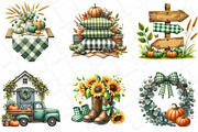 Green Gingham Autumn Clipart, an Illustration by DreamPrint404 (Thumbnail 3 of 6)