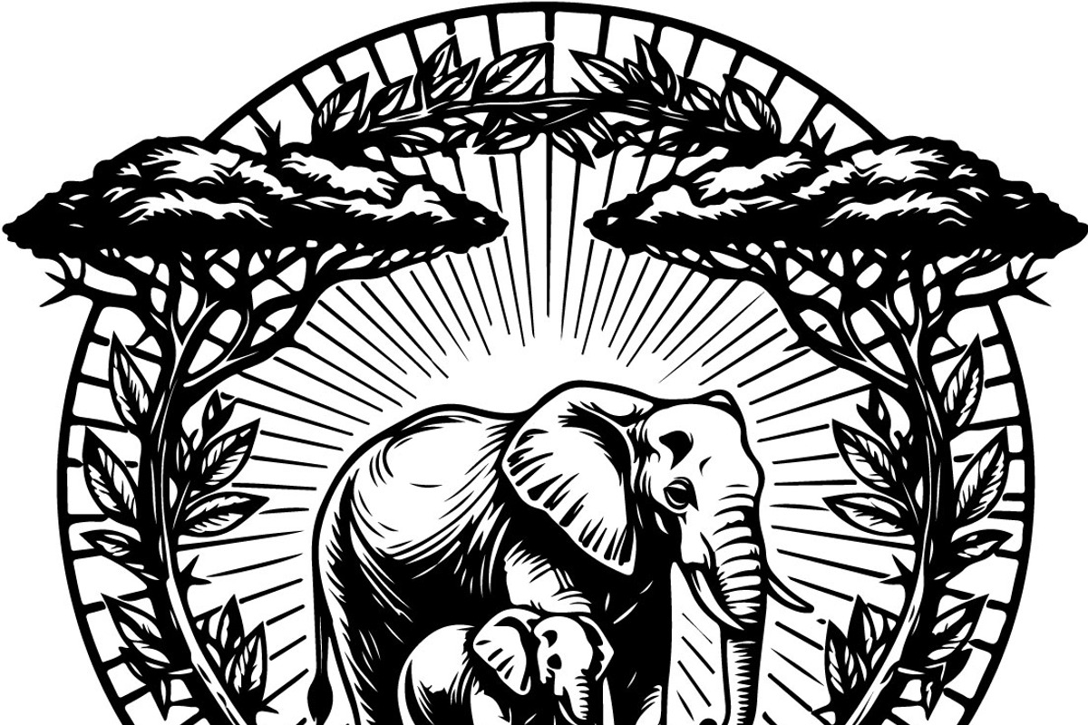 Wild Elephant Silhouette Set, an Illustration by jahid234 (Photo 8 of 21)