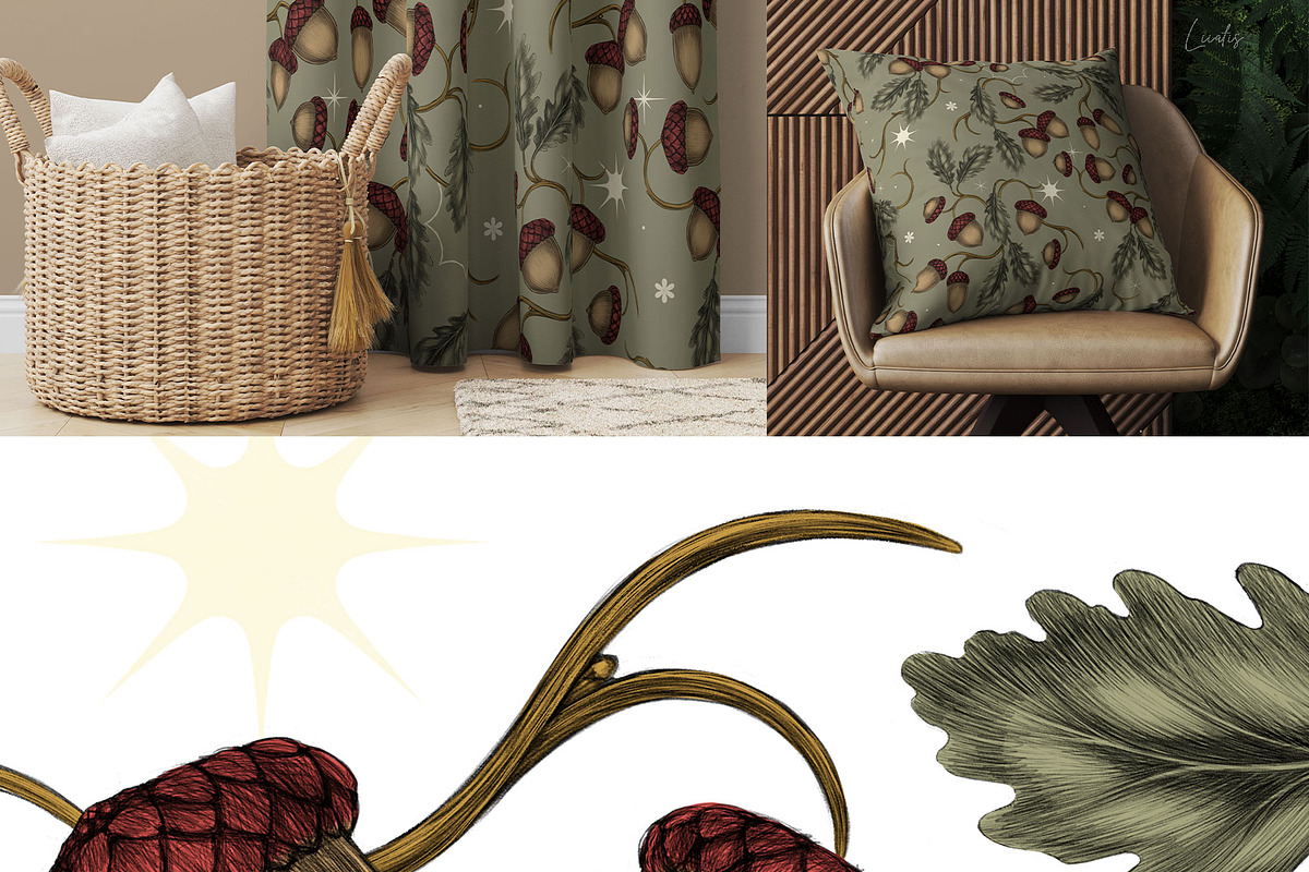 Acorn – Vintage Autumn Pattern, a Pattern Graphic by Liiafis (Photo 4 of 10)