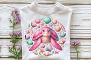 Watercolor Pink Sea Turtle PNG, an Illustration by CraftArtStudio (Thumbnail 3 of 4)