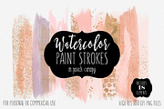 Watercolor Brush Strokes Peach Gold, a Texture Graphic by ClipartBrat Graphics (Thumbnail 1 of 2)
