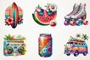 Funky Summer Clipart, an Illustration by RobertsArt (Thumbnail 6 of 7)